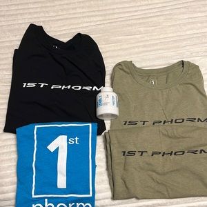 4 1st Phorm T-shirts women’s large and 1 serving canister